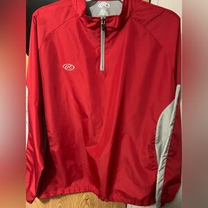 Rawlings Red Windbreaker Pullover Coach Baseball Softball 2XL
